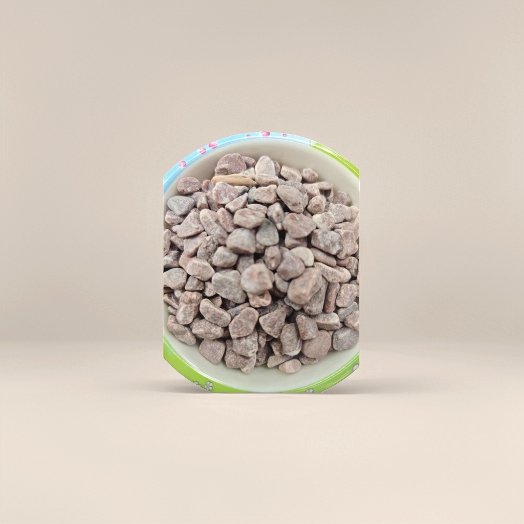 Colorful bowl-shaped decorative items with small purple-red pebbles, home gardening and landscaping materials details Picture