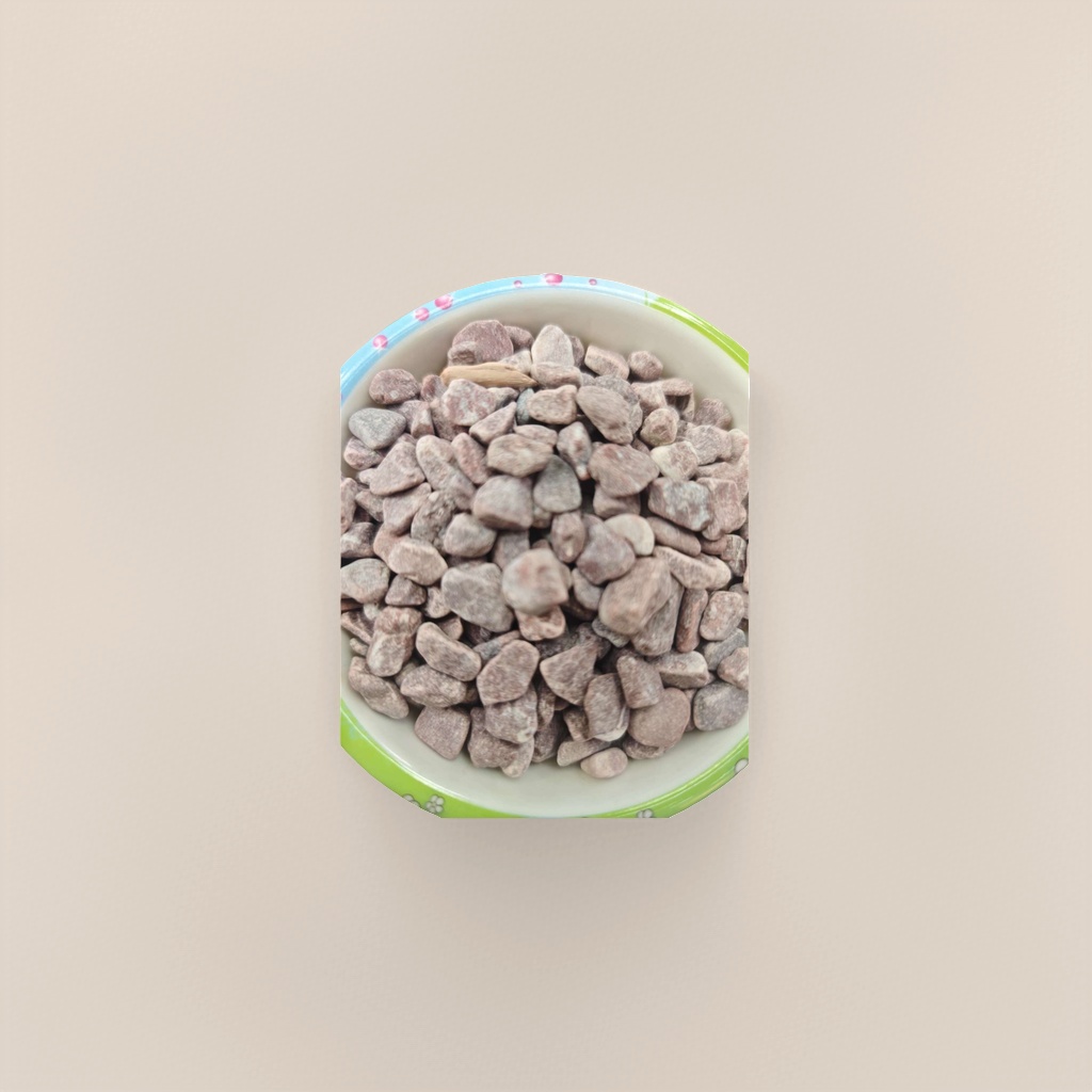 Colorful bowl-shaped decorative items with small purple-red pebbles, home gardening and landscaping materials Application Scenario