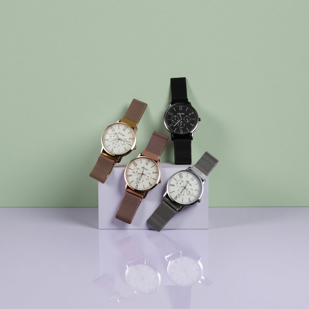 Cuatro bandas de malla de metal reloj moda versátil luz de lujo para mujeres y hombres Specification image