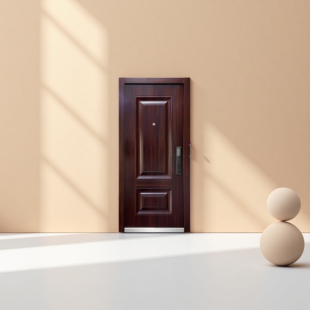 Dark brown wood-grain anti-theft door, steel composite structure household entrance security door Specification image