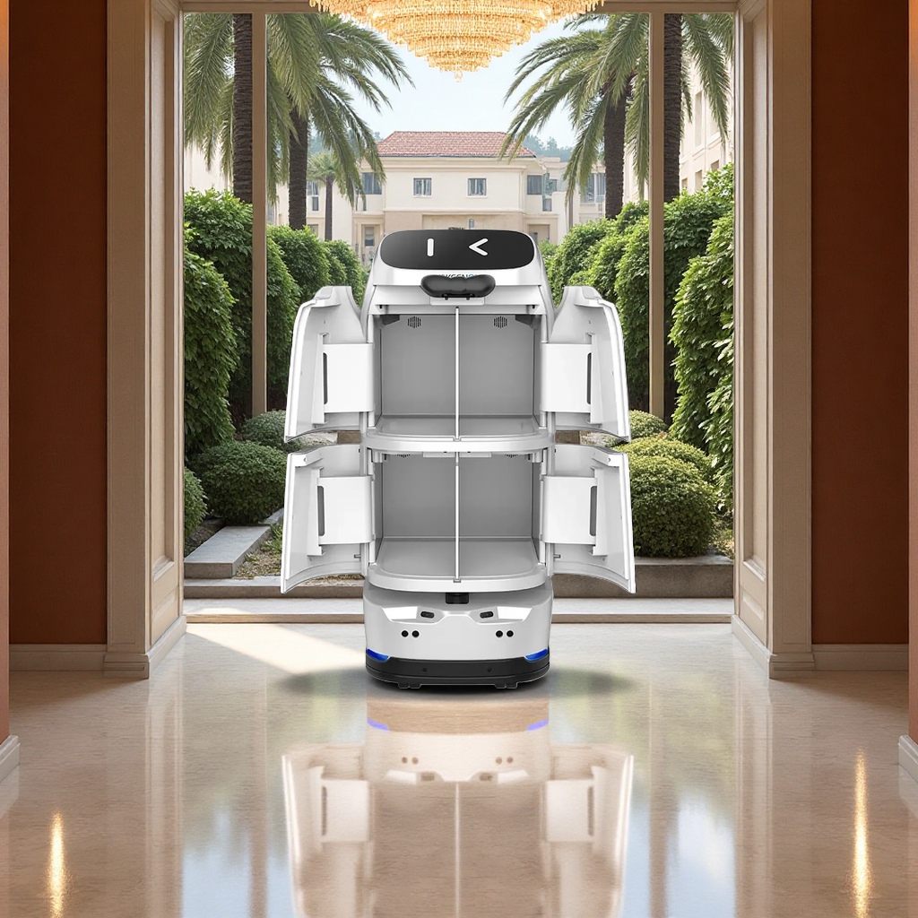 The white service robot is used for intelligent reception and tour guiding in commercial offices and hotels Specification image