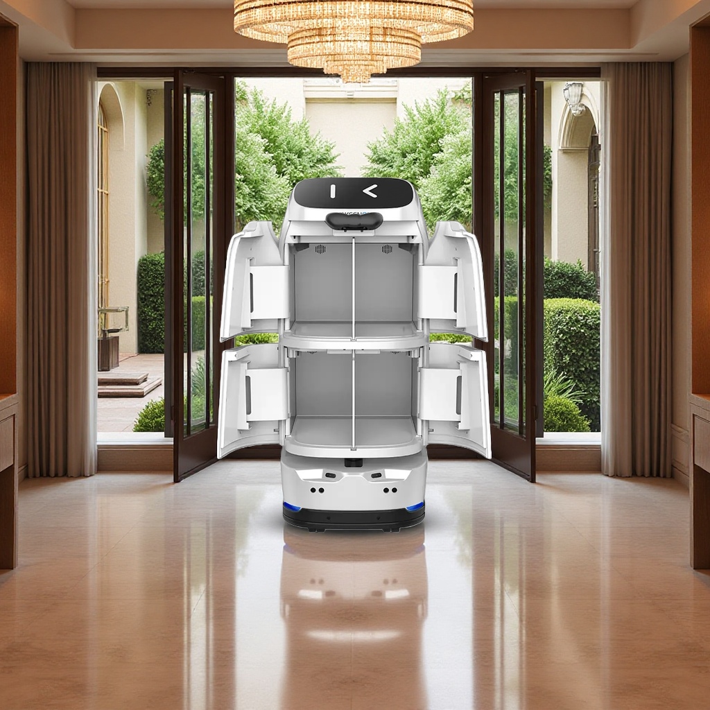 The white service robot is used for intelligent reception and tour guiding in commercial offices and hotels Application Scenario