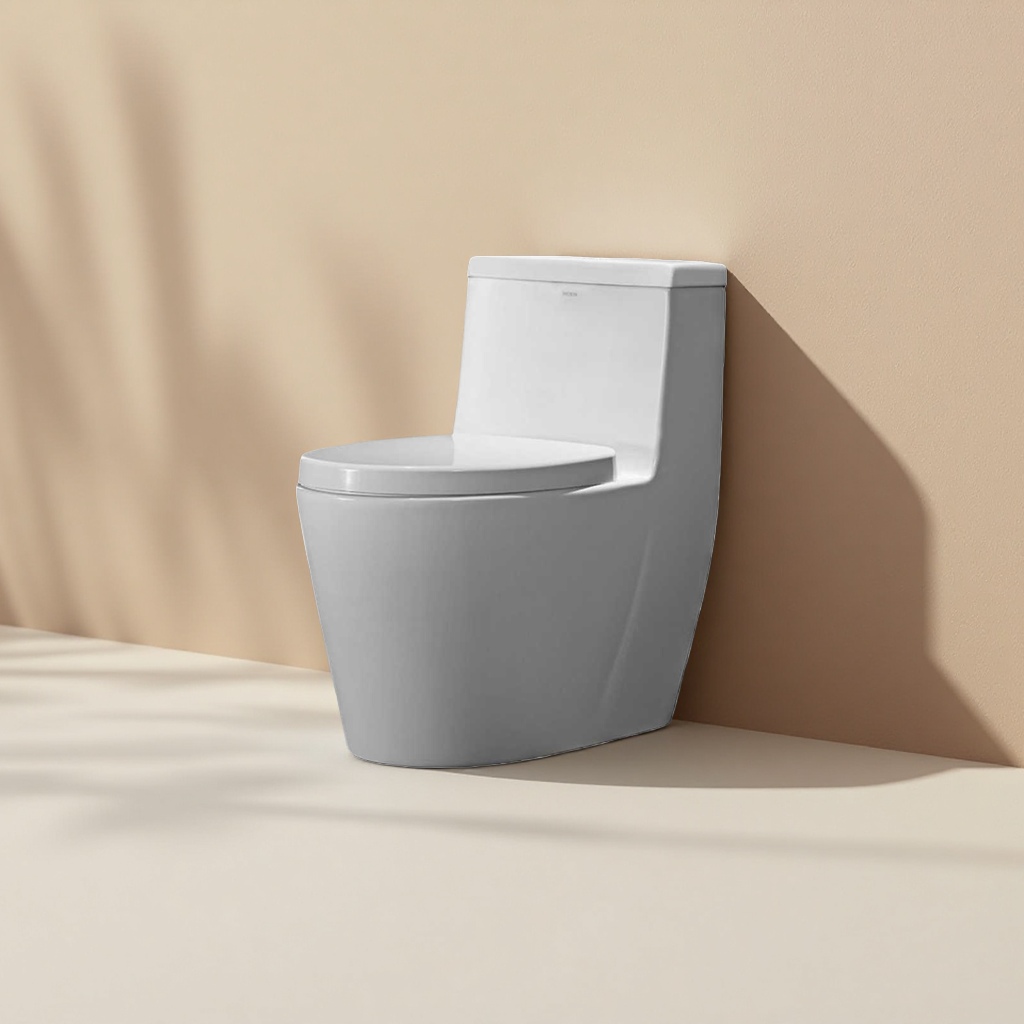 The white toilet has a smooth glaze and is easy to clean. It is a classic model for household bathrooms details Picture