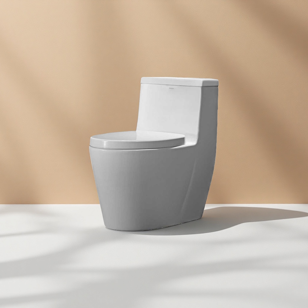 The white toilet has a smooth glaze and is easy to clean. It is a classic model for household bathrooms The white toilet has a smooth glaze and is easy to clean. It is a classic model for household bathrooms