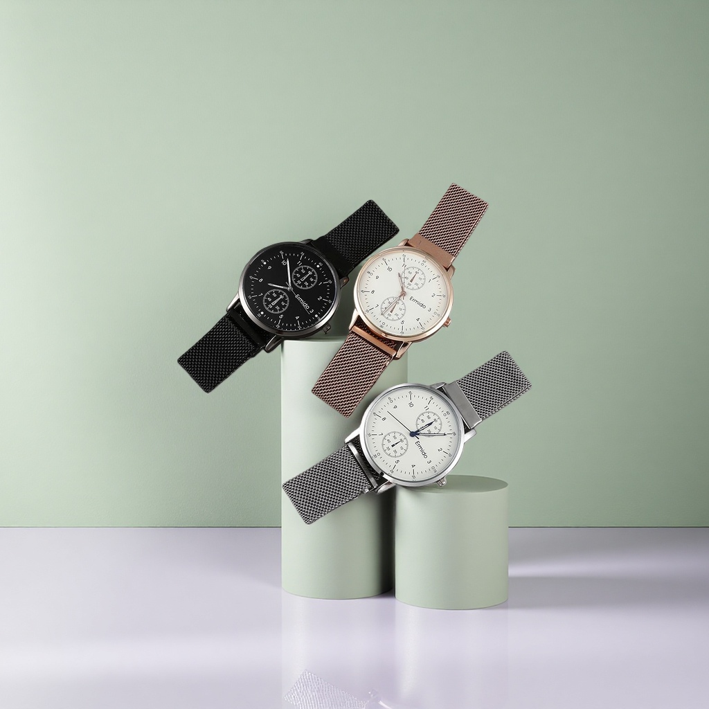Three fashionable and versatile metal mesh strap watches for both women and men, which are light luxury timepieces Application Scenario