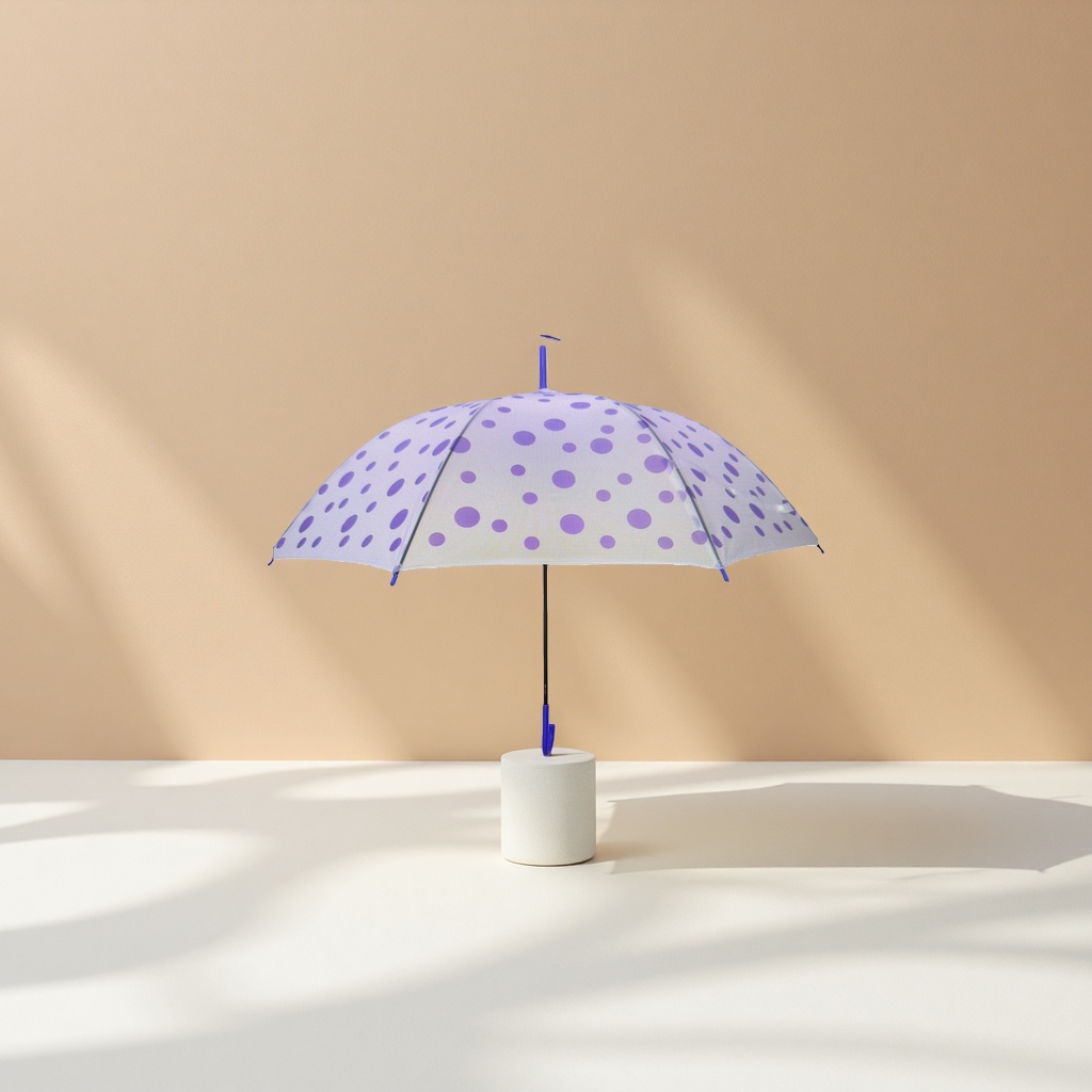 紫色波点透明晴雨两用折叠伞 轻便防风防晒UPF50+