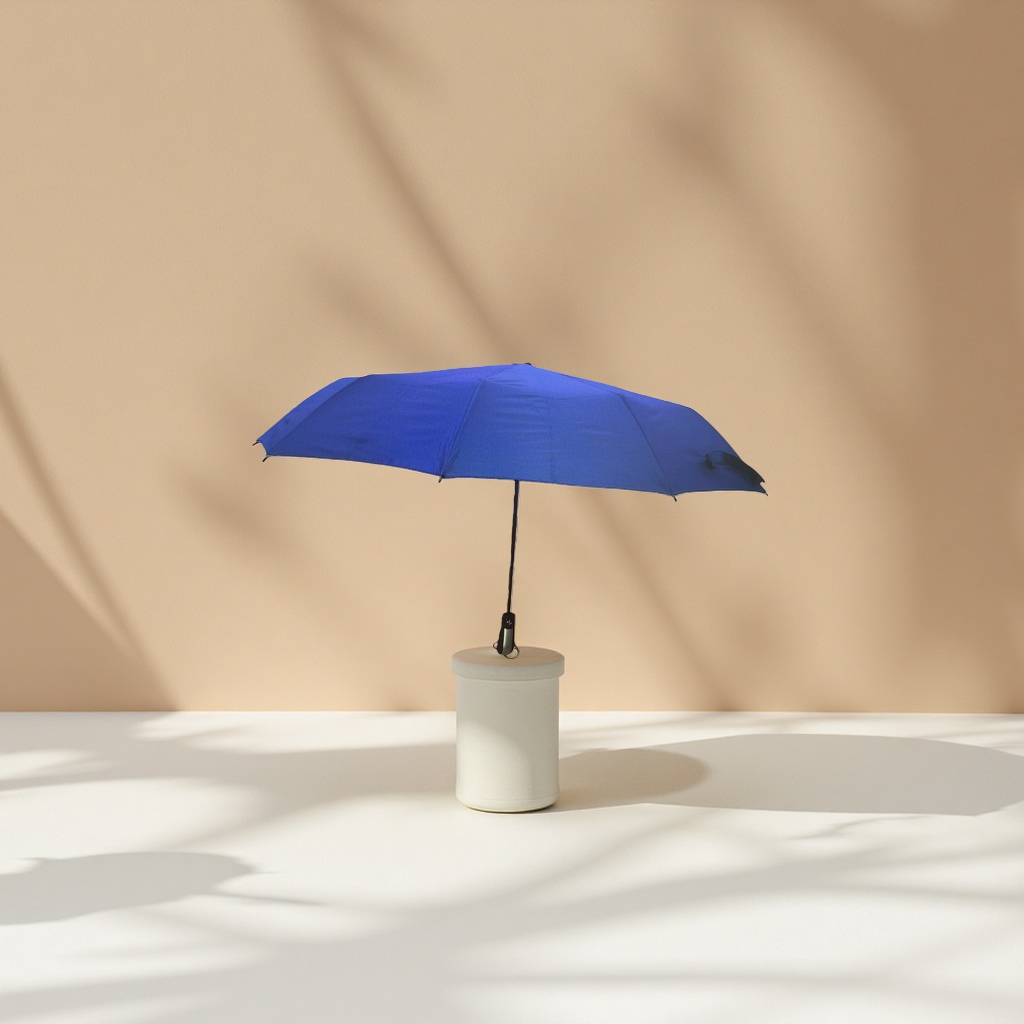 蓝色雨伞高密度碰击布晴雨两用轻便折叠长柄
