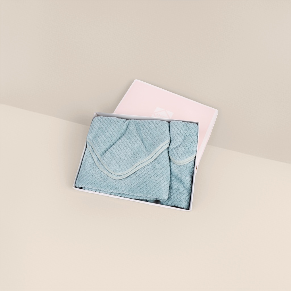 Light blue pure cotton towel gift box set, an excellent gift for home and bathroom use details Picture