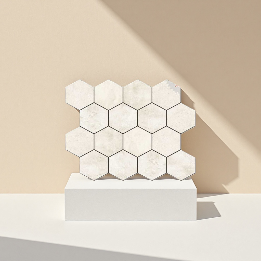Off-white hexagonal wall and floor tiles are anti-slip and wear-resistant for home decoration, bathroom and kitchen tiling Specification image