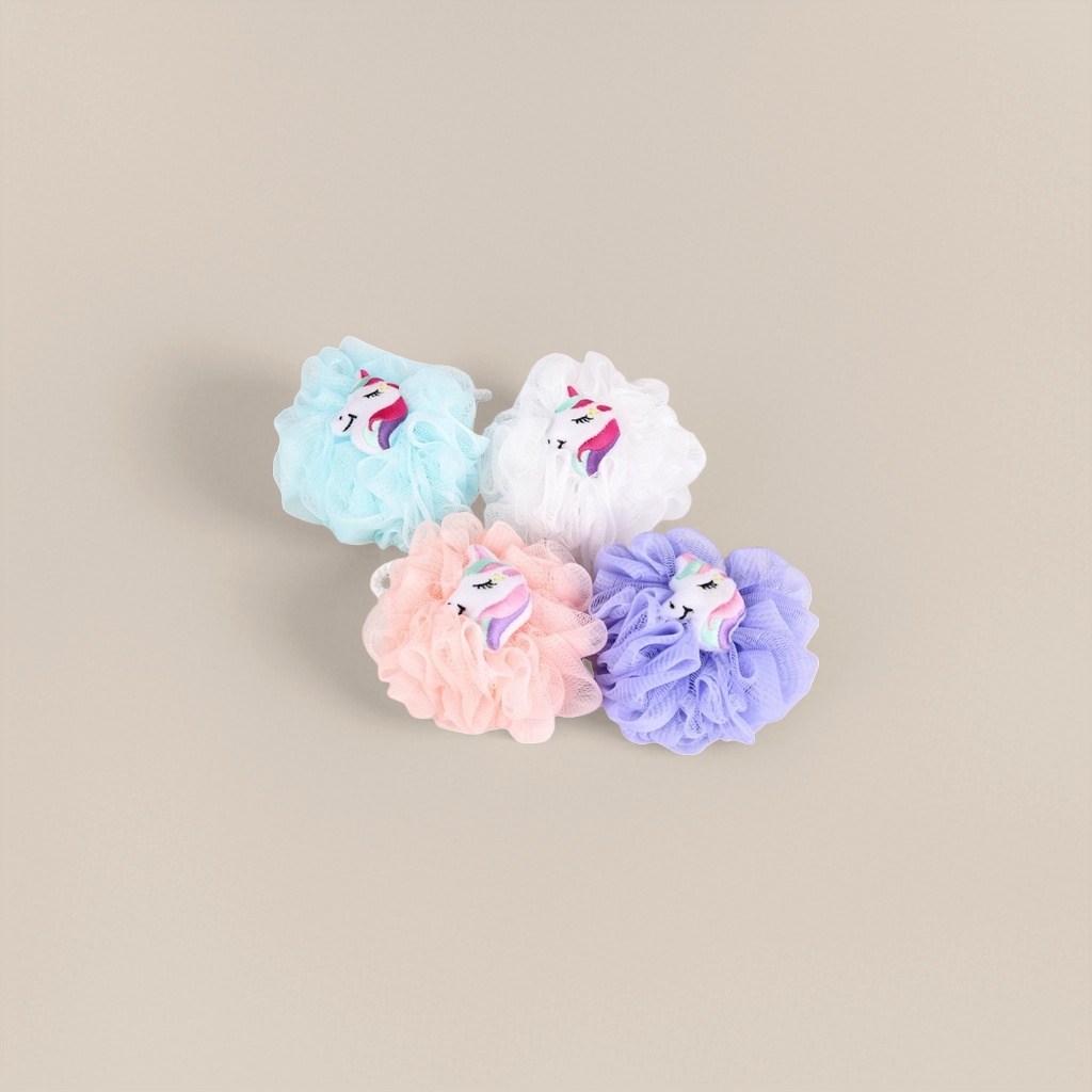 Colorful unicorn-shaped bath balls, children's fun foaming toys, soft, skin-friendly and degradable Application Scenario