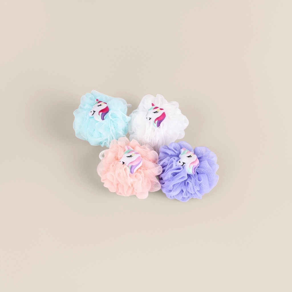 Colorful unicorn-shaped bath balls, children's fun foaming toys, soft, skin-friendly and degradable Specification image