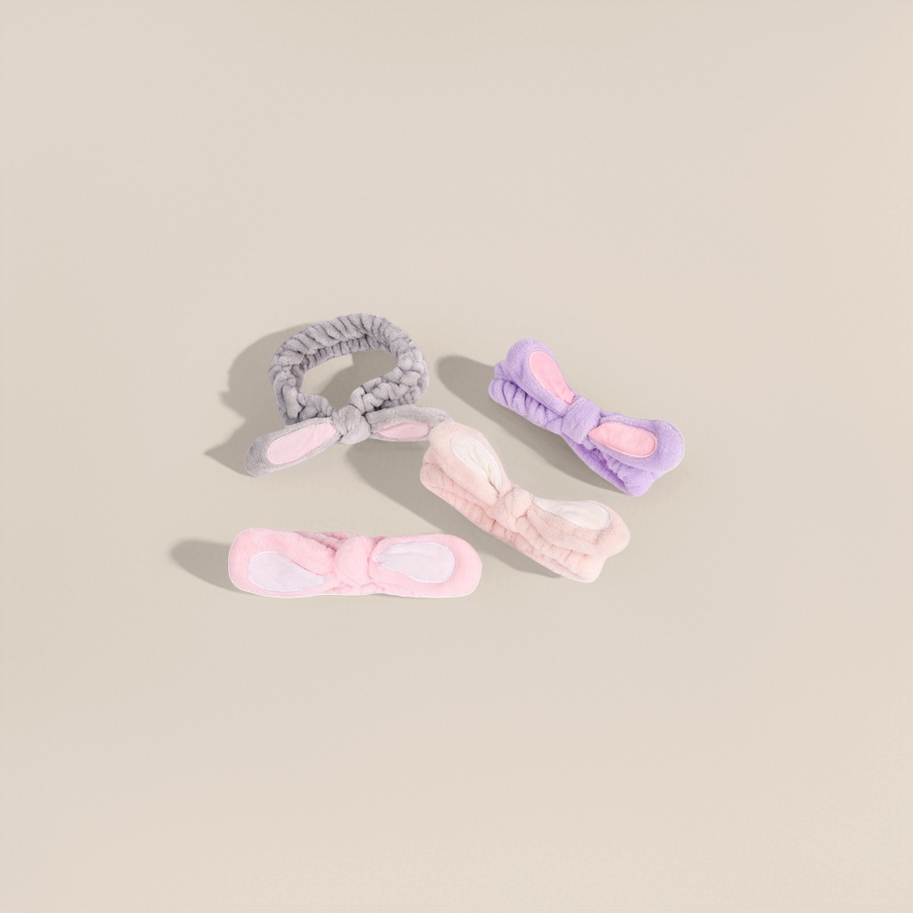 Colorful rabbit ear headband, plush and cute girl headwear, wide edge elastic, no hair pinching Specification image