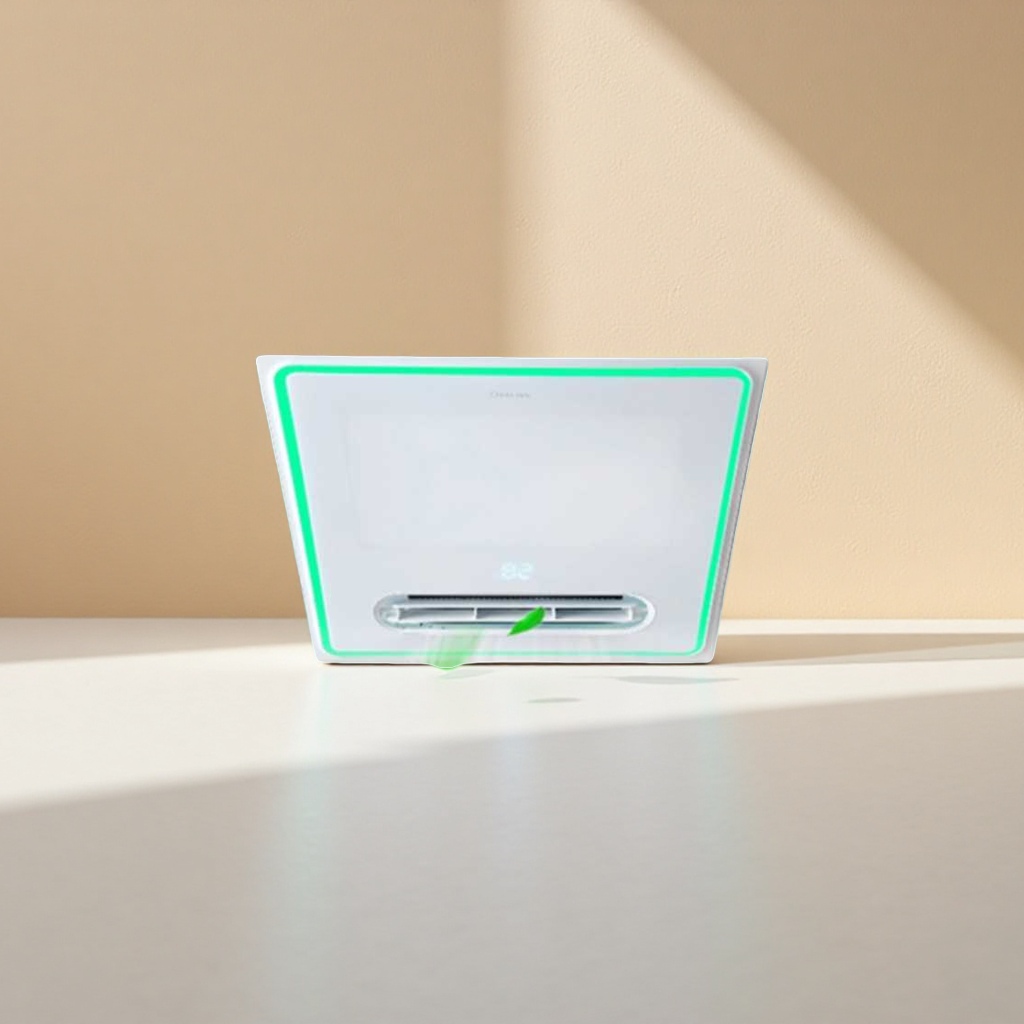 White ceiling-mounted fresh air exhaust fan with green edges Application Scenario