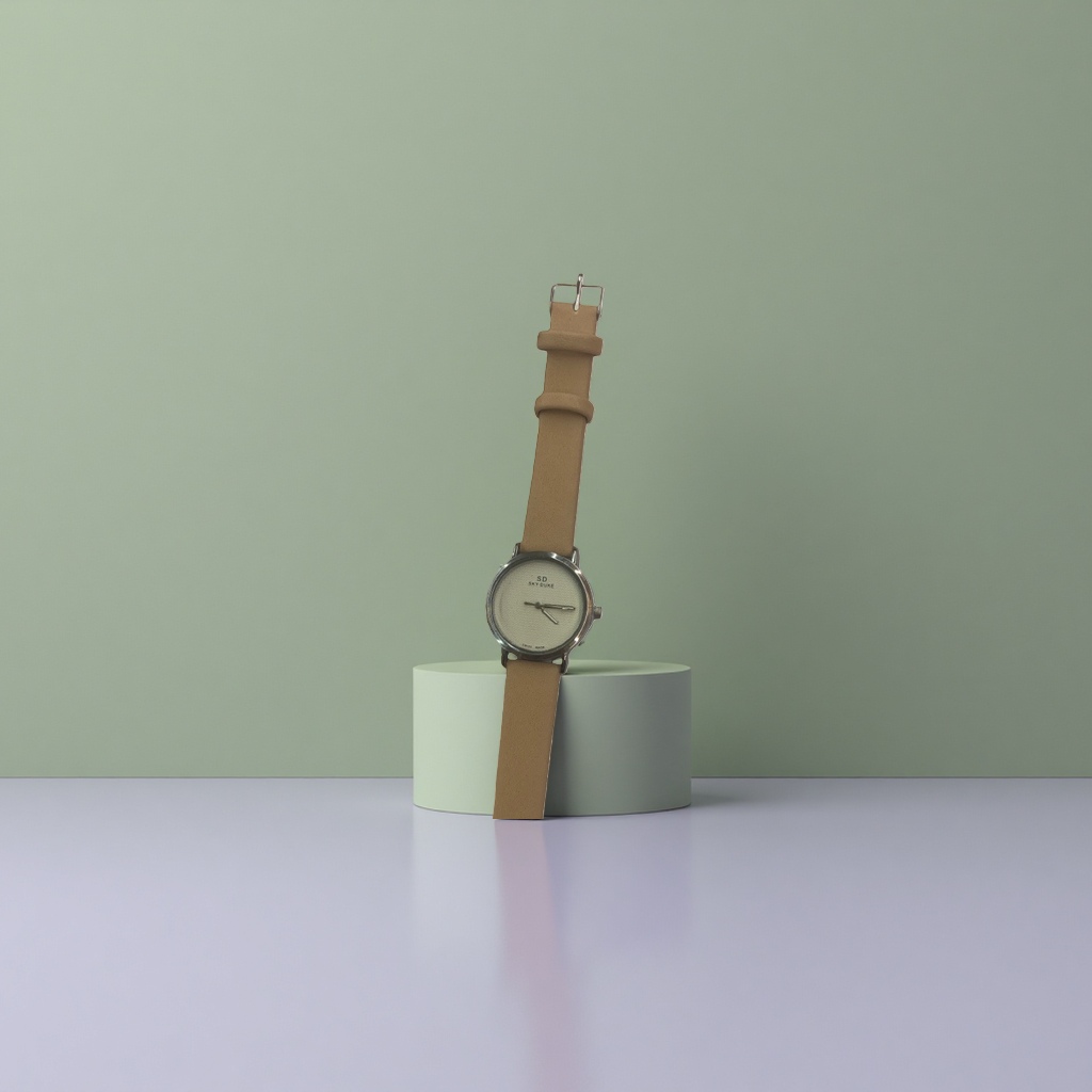 A fashionable and simple quartz women's watch with a beige strap and a leather strap Specification image