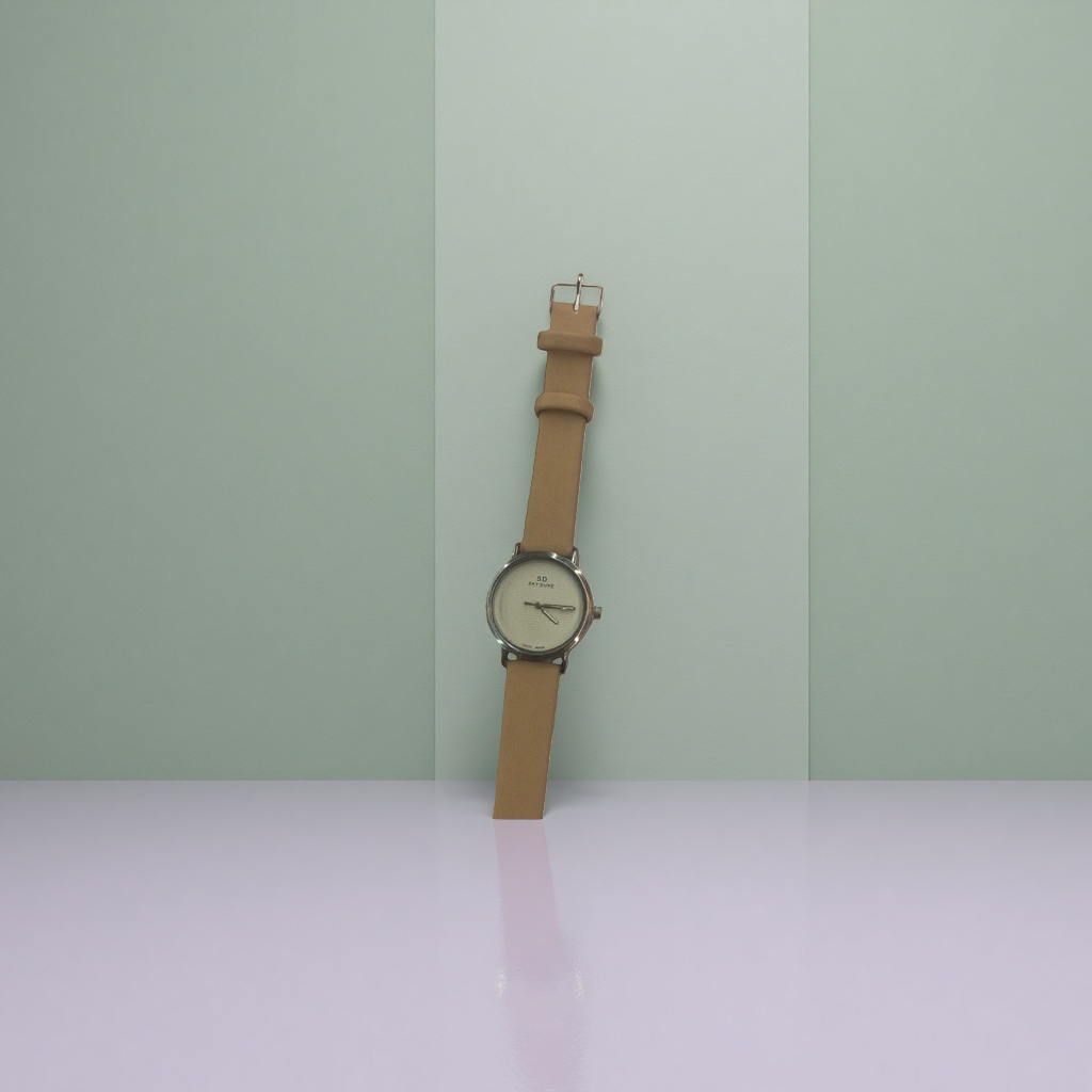A fashionable and simple quartz women's watch with a beige strap and a leather strap details Picture