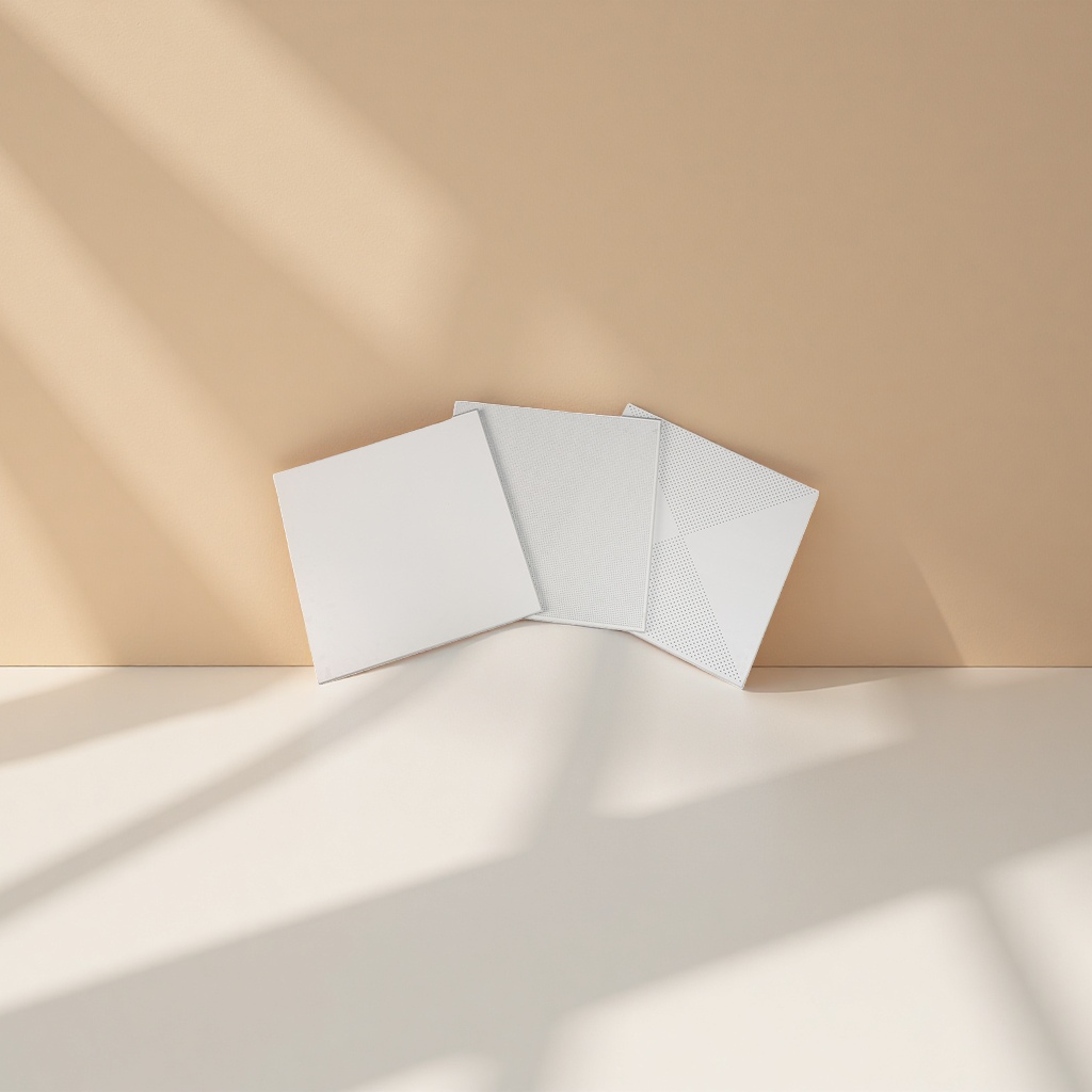 White perforated aluminum ceiling panel sound-absorbing ceiling material 300x300mm fireproof and moisture-proof metal ceiling Specification image