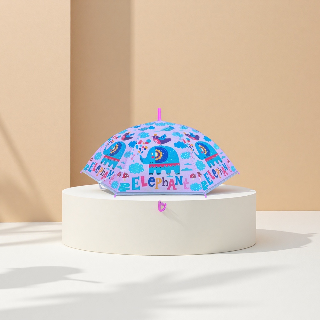 The colorful elephant-patterned all-weather umbrella is waterproof, sun-proof, lightweight and foldable