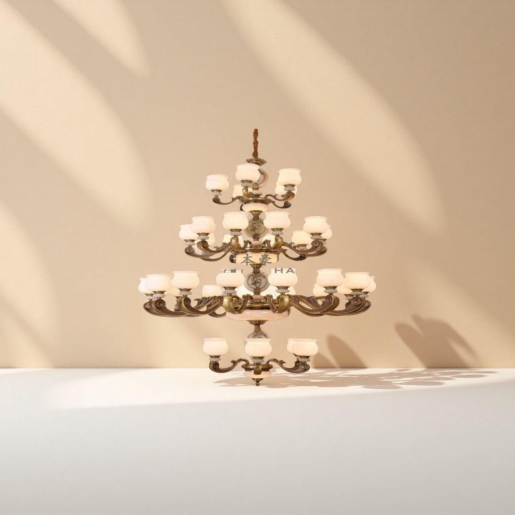 The golden carved multi-layer chandelier is a modern and simple main light for the Nordic light luxury living room, bedroom and dining room Specification image
