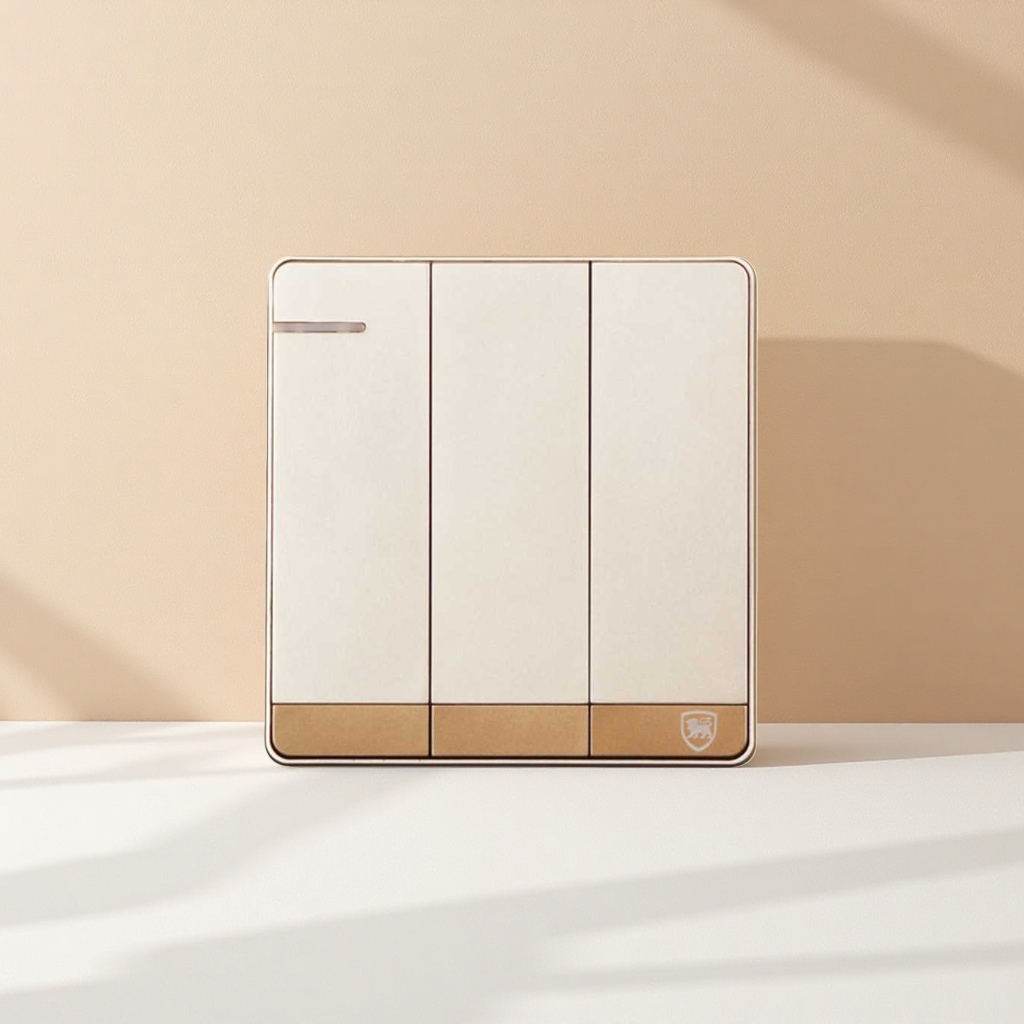 Champagne gold three-way dual-control switch panel, Type 86 household wall decoration panel