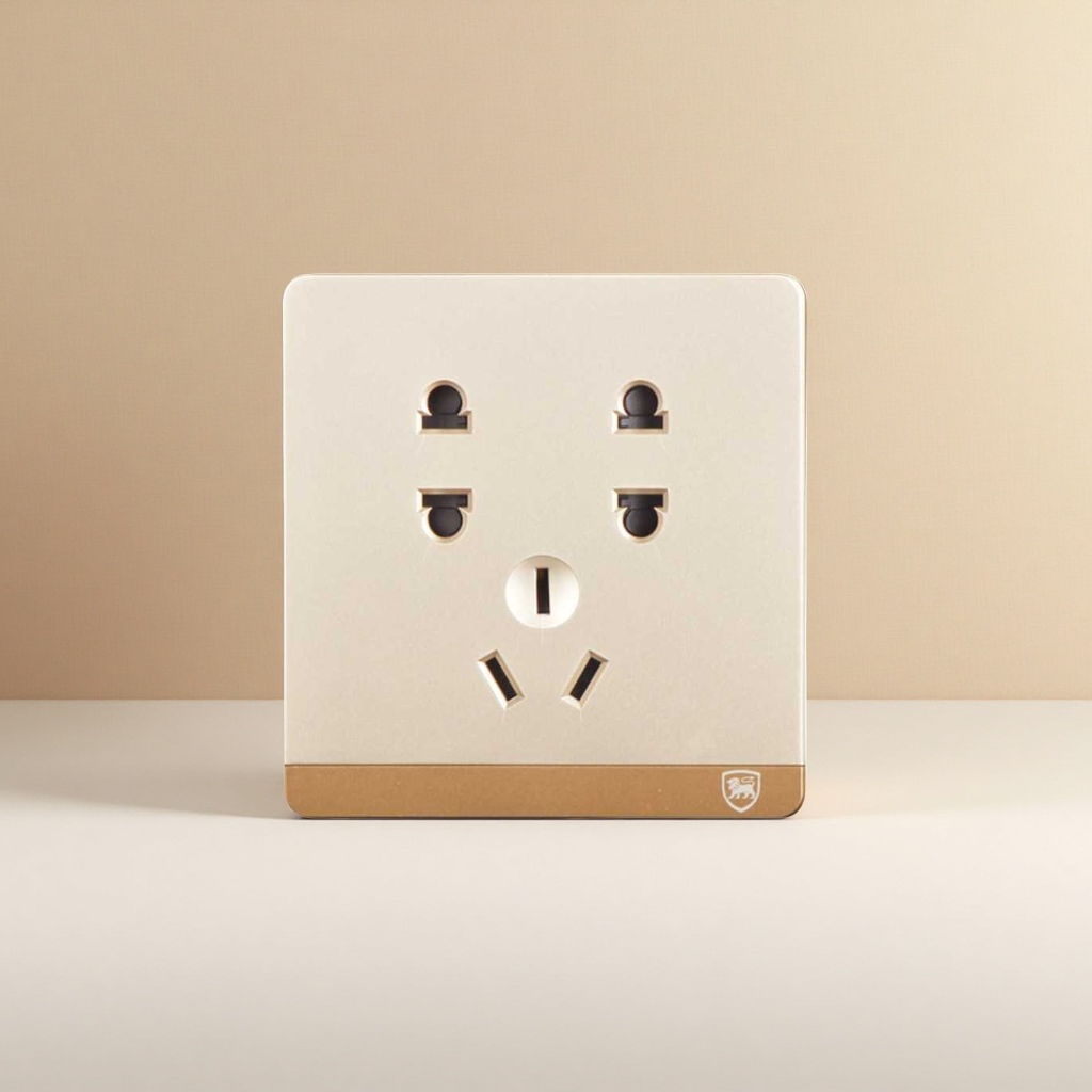Champagne gold seven-hole socket household multi-functional power strip, safe and anti-electric shock details Picture