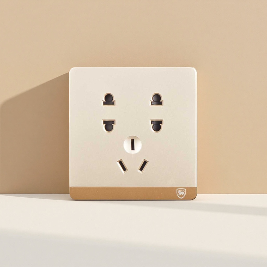 Champagne gold seven-hole socket household multi-functional power strip, safe and anti-electric shock Specification image