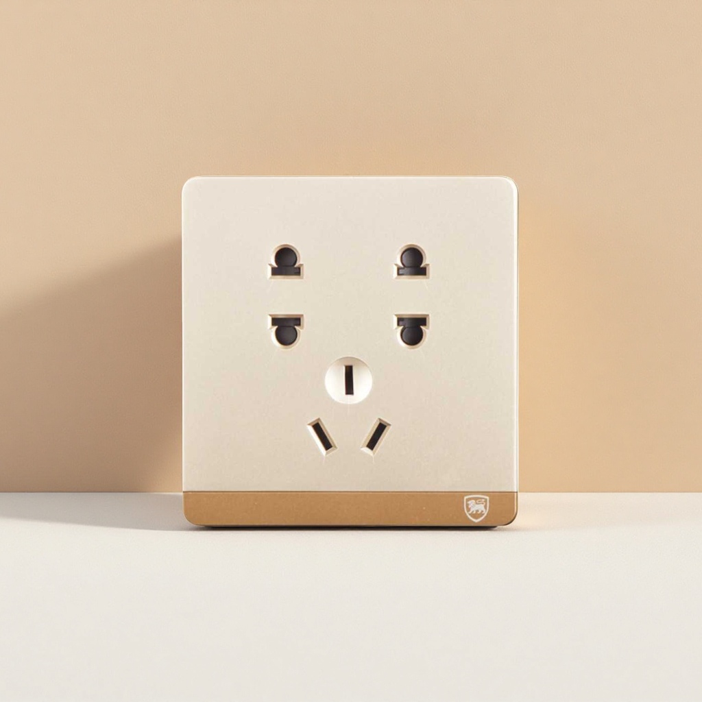 Champagne gold seven-hole socket household multi-functional power strip, safe and anti-electric shock
