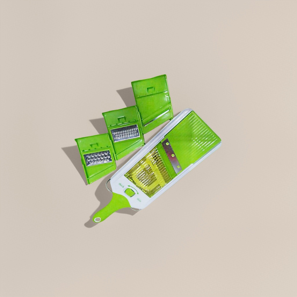 Green multi-functional vegetable cutter, a household vegetable shred and slice magic tool, a kitchen effort-saving tool