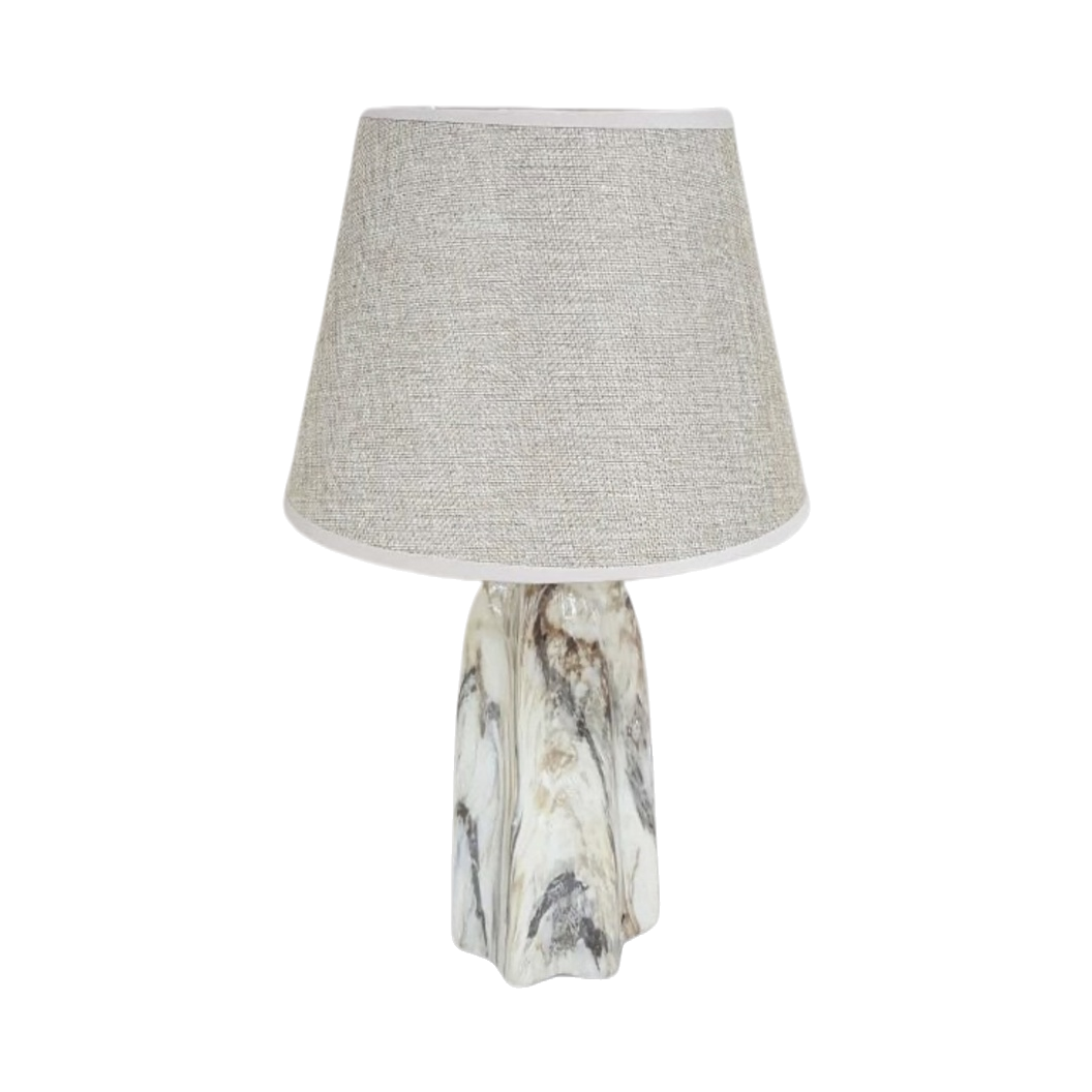 A beige fabric lampshade paired with a marble-patterned lamp base table lamp Item Picture