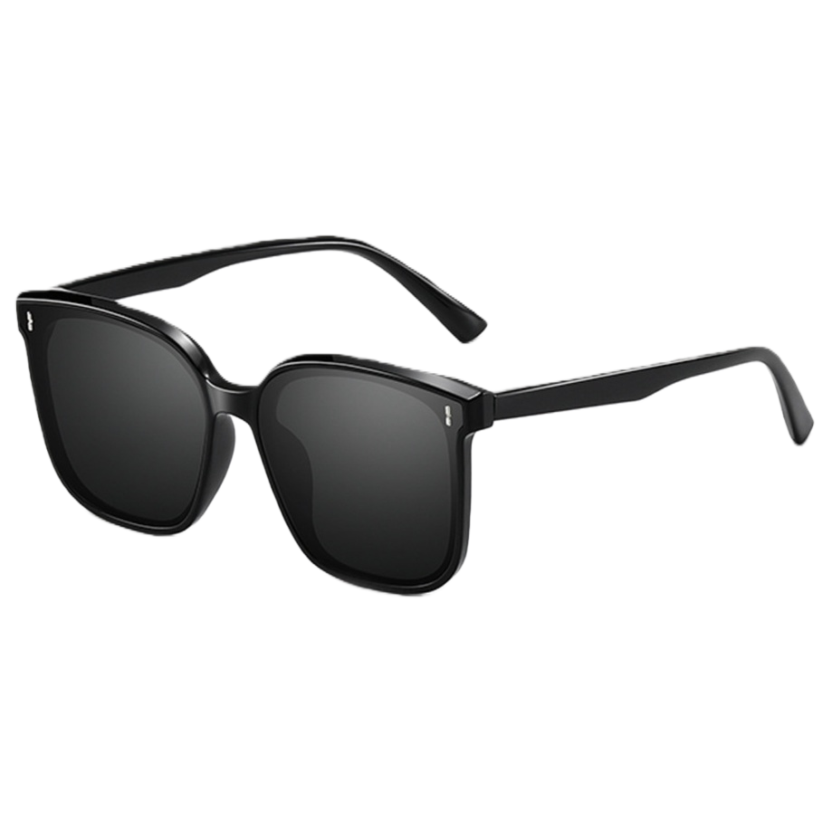 Black-framed black and gray plate sunglasses, fashionable UV-resistant polarized sunglasses Item Picture