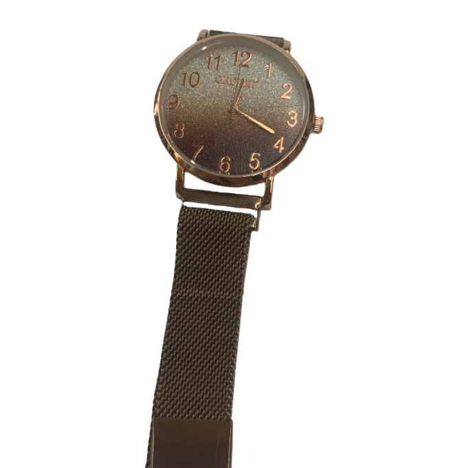 Rose gold case, gradient dial and metal mesh strap watch Item Picture