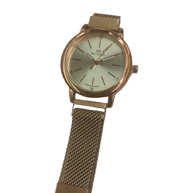 Caja de oro dial plata metal malla correa reloj moda simple negocios casual hombres mujeres universal Item Picture
