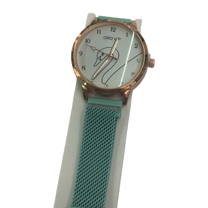 القشرة الذهبية الخضراء مع ساعة الكوارتز Item Picture