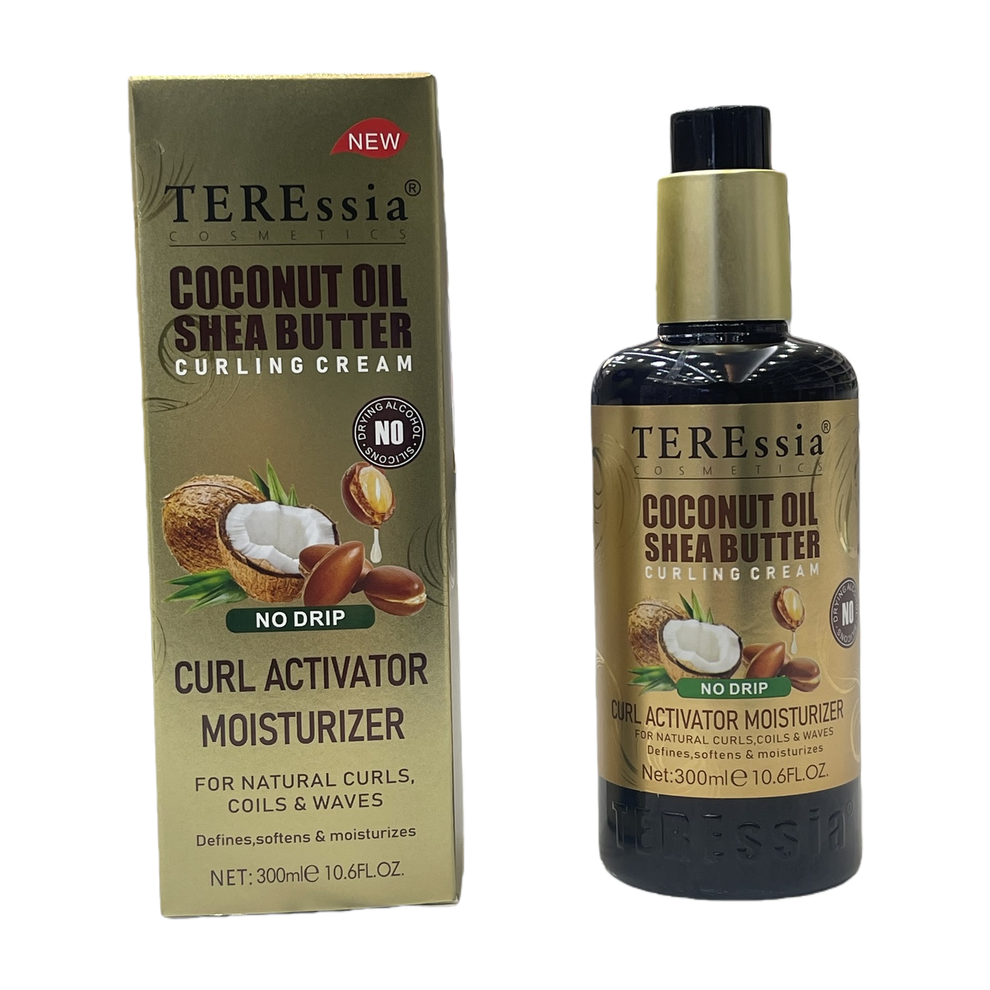 TEREssia Coconut Elastin, coconut oil Elastin, brown bottle with golden cap, nourishing, repairing, softening and brightening hair conditioner Item Picture