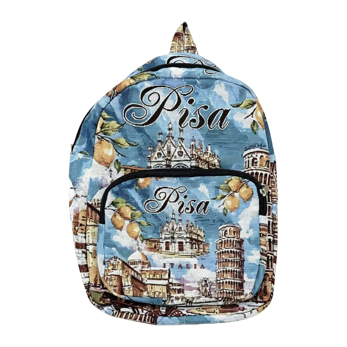 Голубая двухплечевая сумка с наклонной пизанской башней с надписью Pisa Item Picture