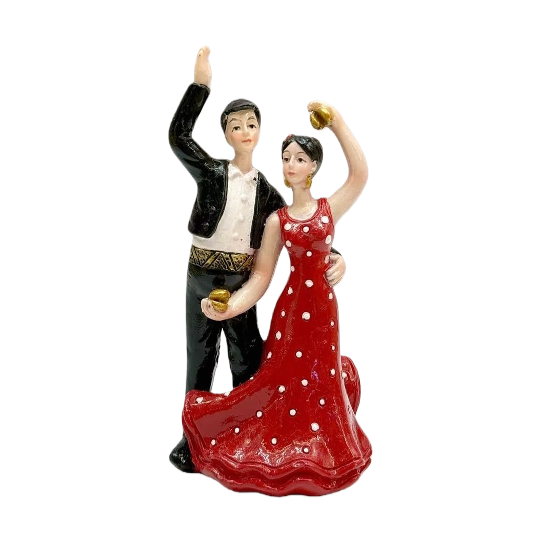 Vestido largo de punto de onda rojo bailarina bailarina con traje negro bailarina bailarina pintada cerámica figuras de baile Item Picture