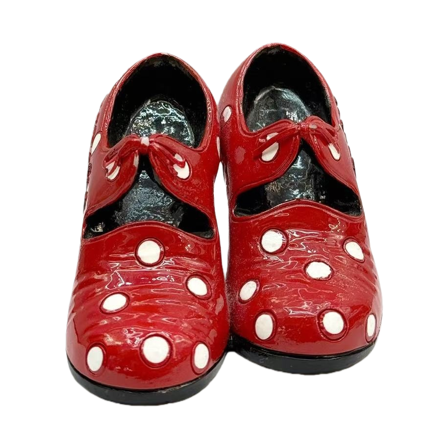 Red polka dot Mary Jane shoes, women's retro round-toe chunk-heeled single shoes Item Picture