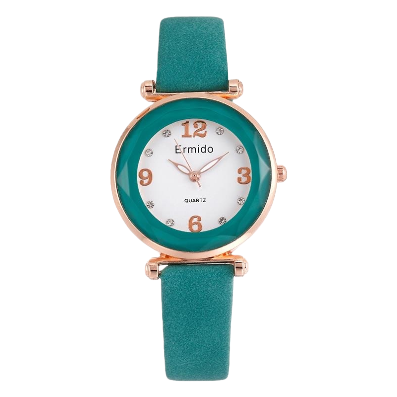 The green strap watch is a fashionable and simple quartz men's watch that is versatile and waterproof for daily use Item Picture