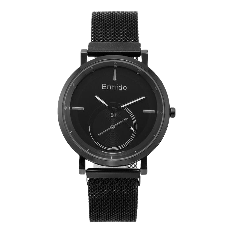 Black simple business men's watch, fashionable and versatile quartz watch, waterproof and wear-resistant Item Picture