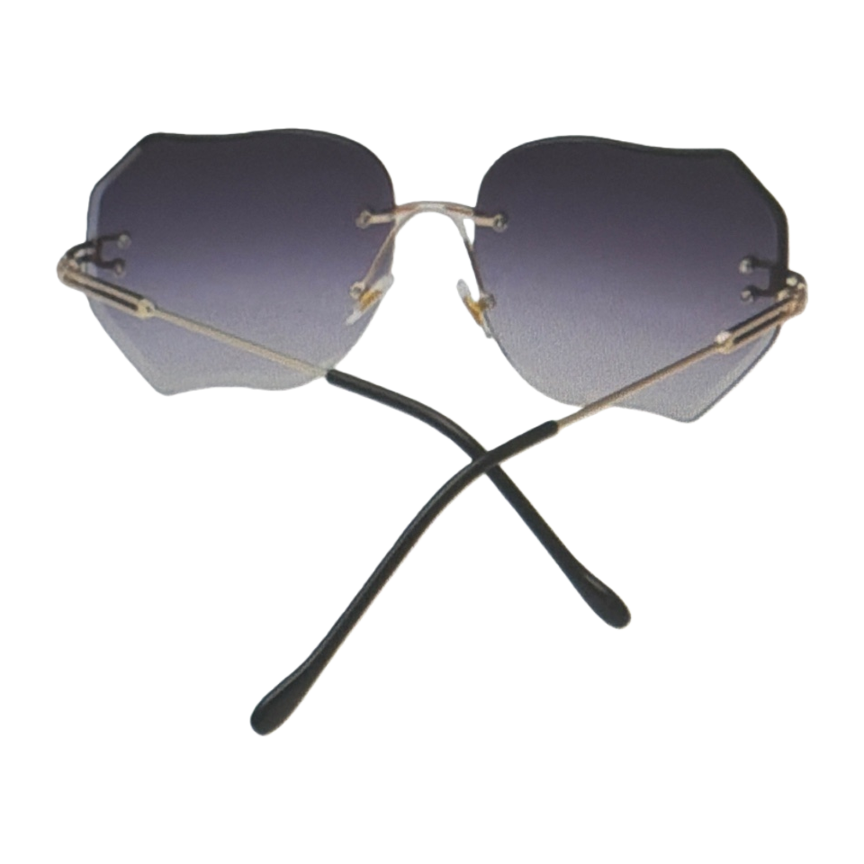 Golden-framed gradient gray lens sunglasses, fashionable UV-resistant polarized sunglasses Item Picture
