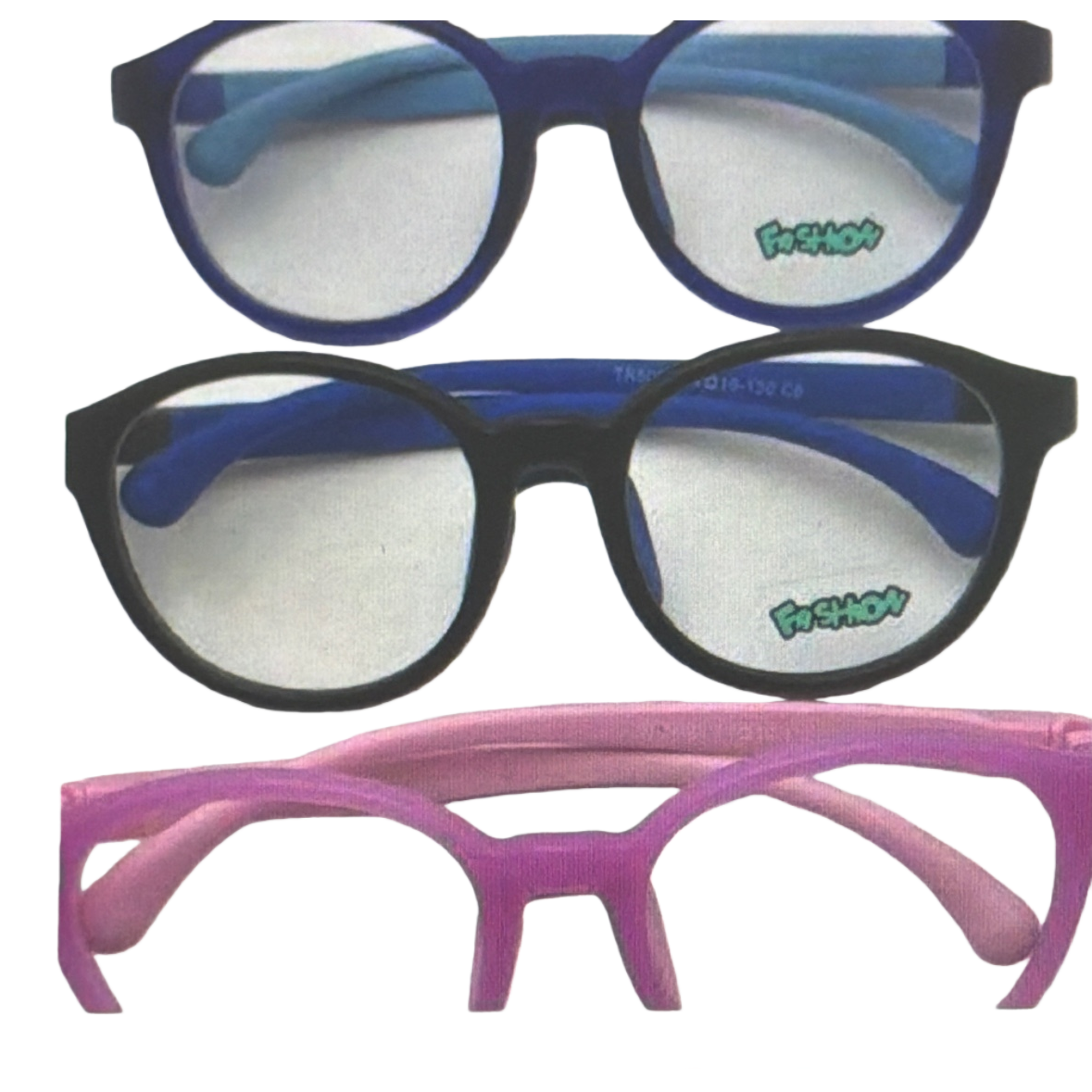 Azul negro rosa tres pares de gafas para niños Item Picture