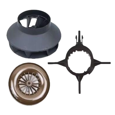 The black and brown fan impeller and bracket assembly are compatible with various models and are quiet and durable Item Picture
