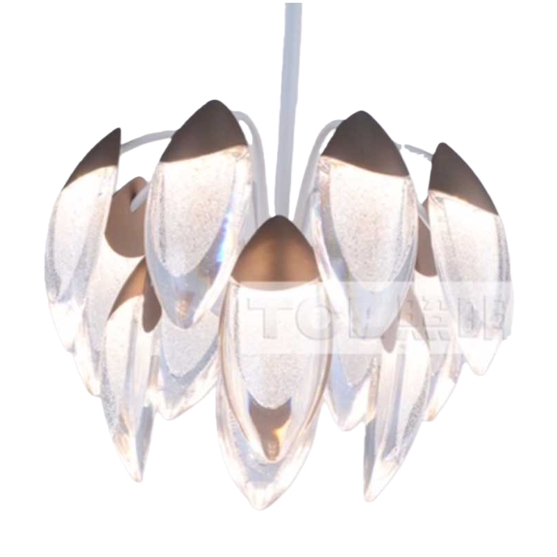 Transparent petal-shaped chandelier, Nordic minimalist living room and bedroom ceiling lamp, modern light luxury LED Item Picture