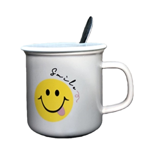 اللون الأبيض ذو الوجه المبتسم سمير مع ملعقة Item Picture