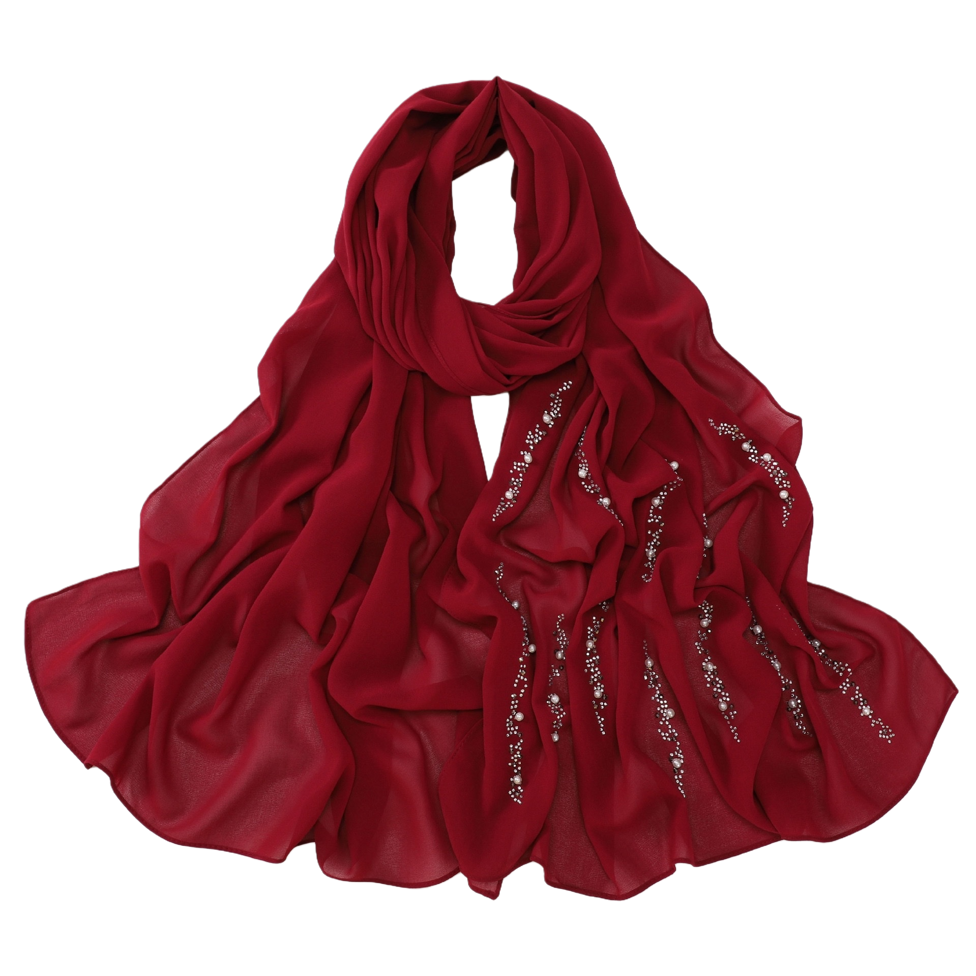 وشاح الخرز الأحمر والخمر دافئ ونحيف مع سيدات الخريف والشتاء Item Picture