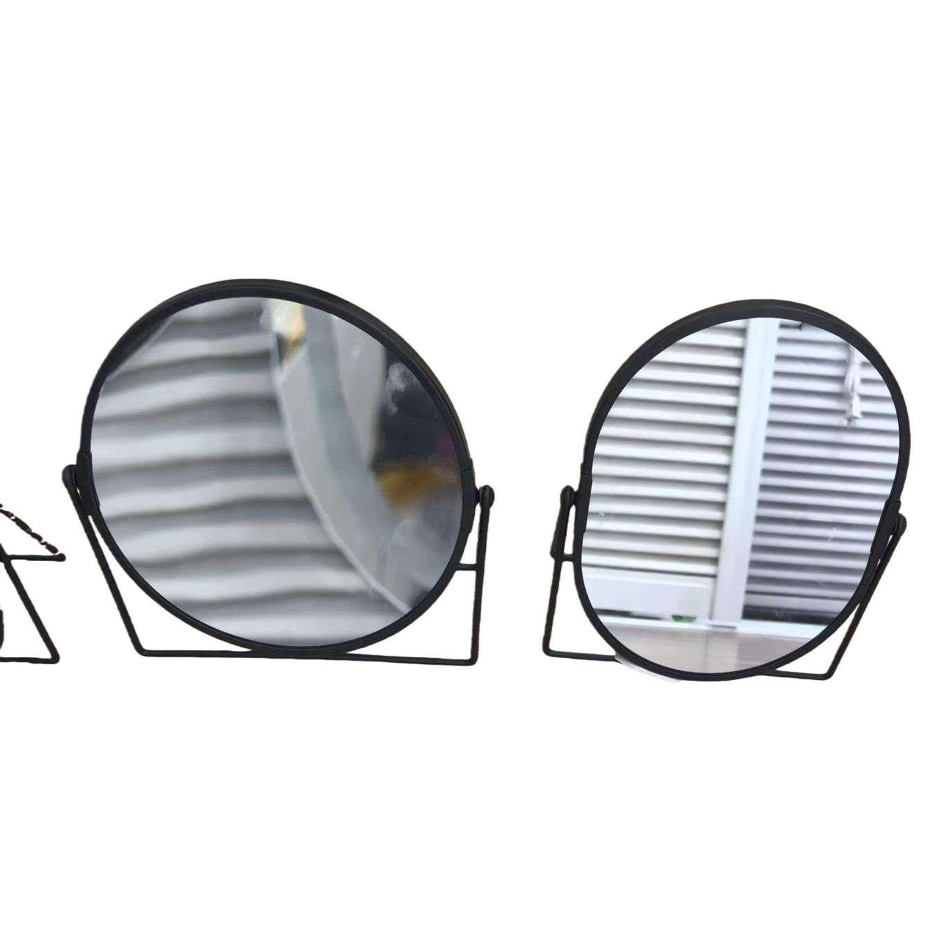 Black round mirror, decorative mirror for living room and bedroom, frameless wall-mounted mirror without drilling Item Picture