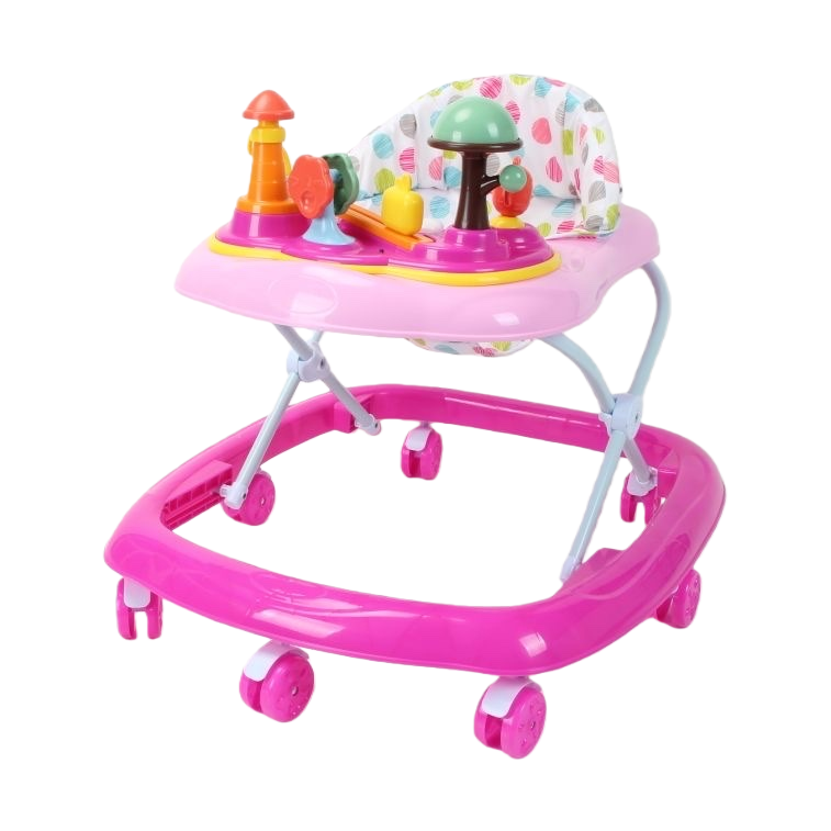 Pink baby walker, adjustable height, with musical toys Item Picture