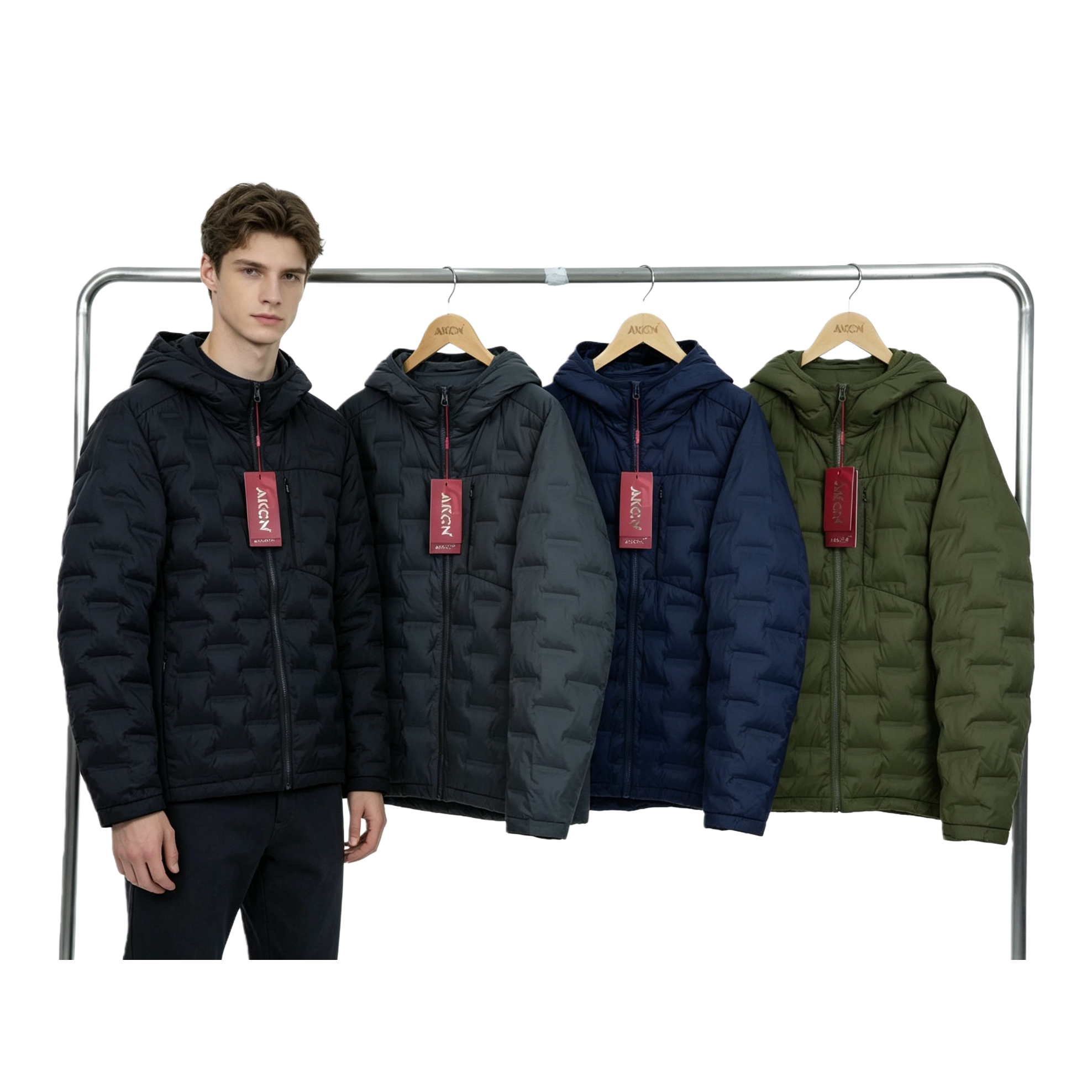 New men's down jacket, short style, versatile for young people, warm and cold-proof white duck down hooded jacket Item Picture