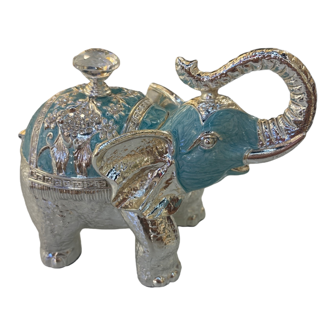 Blue and silver elephant seasoning jar metal craft decorative piece, fashionable kitchen seasoning storage jar Item Picture