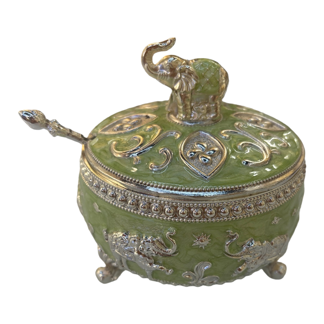 Green elephant creative decorative sugar jar, home kitchen storage jar, cute decorative item, kitchen seasoning storage jar, seasoning jar Item Picture