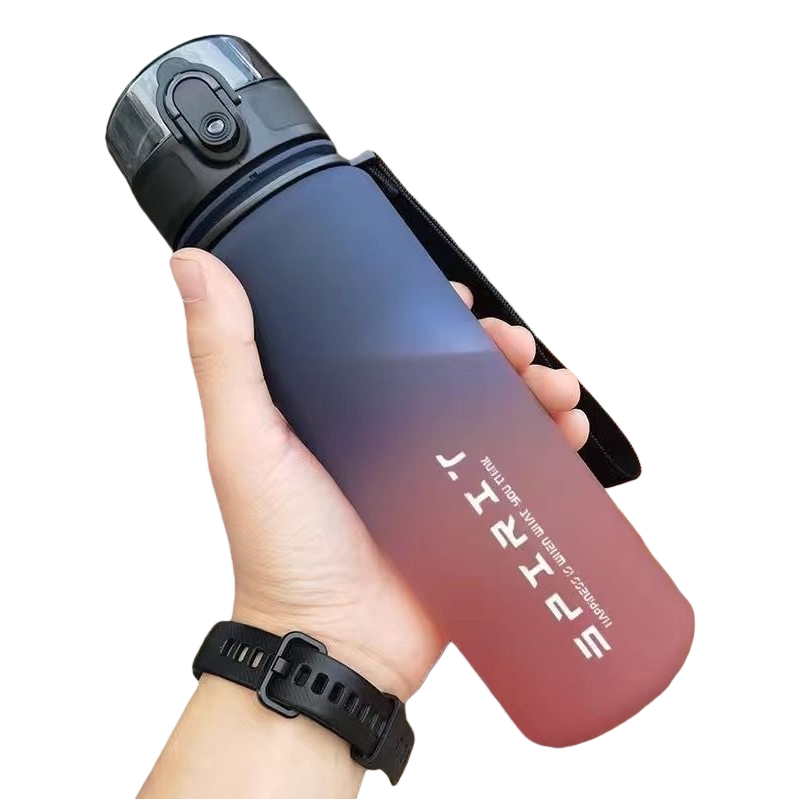 Blue and red gradient color sports water cup 500ml leak-proof portable large-capacity travel cup Item Picture